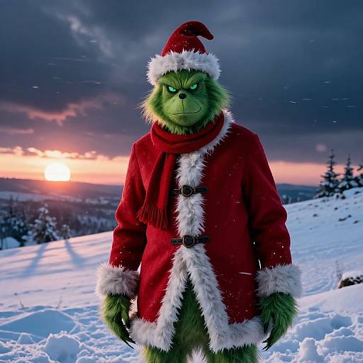 Grinch in Snowy Twilight Storm