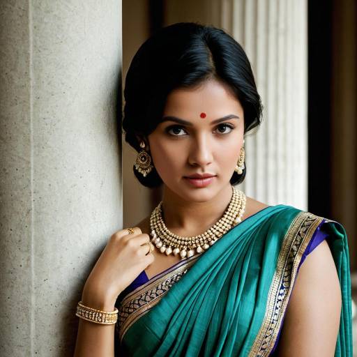 Elegant Woman in Designer Saree and Jewelry
