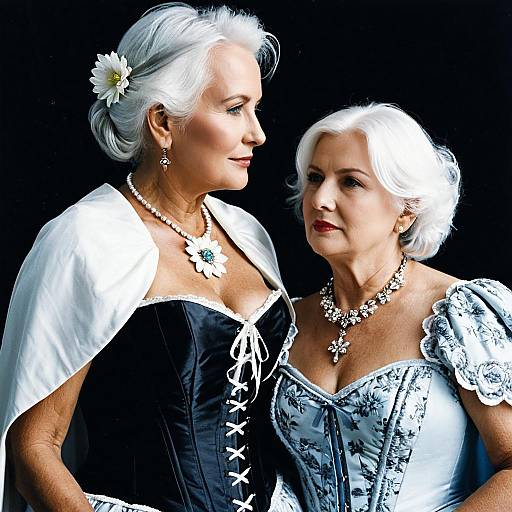 Elderly Women in Elegant Historical Dresses