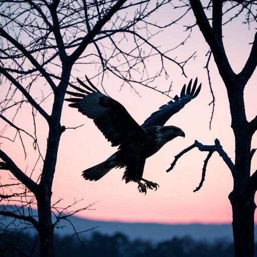Hawk Silhouette Flying at Sunset