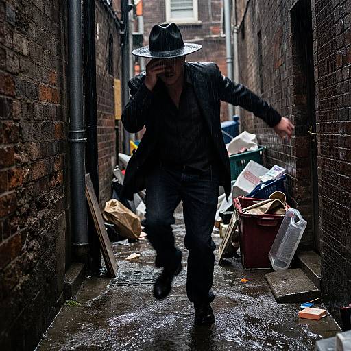 Gritty Rainy Urban Stalky Man