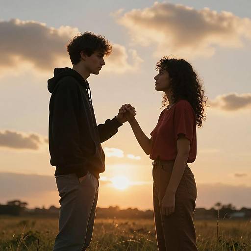 Couple Holding Hands at Sunset