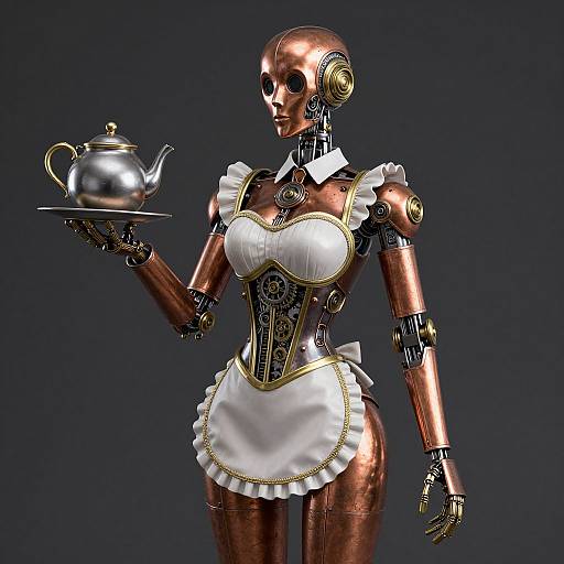 Elegant Steampunk Robot Waitress