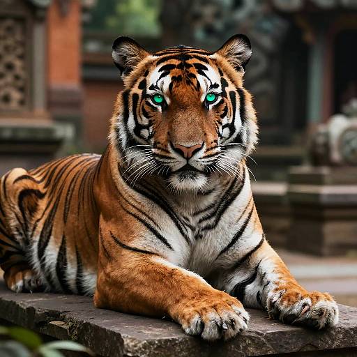 Majestic Bengal Tiger by Ancient Temple