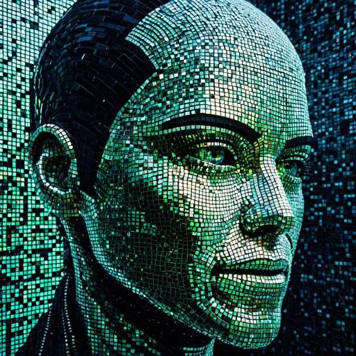 Android Head in Iridescent Mosaic Tiles
