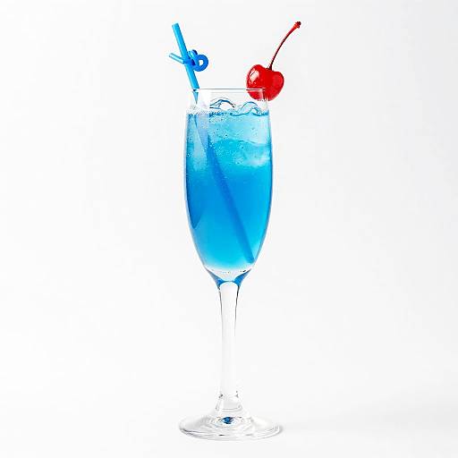 Vibrant Blue Cocktail in Champagne Flute