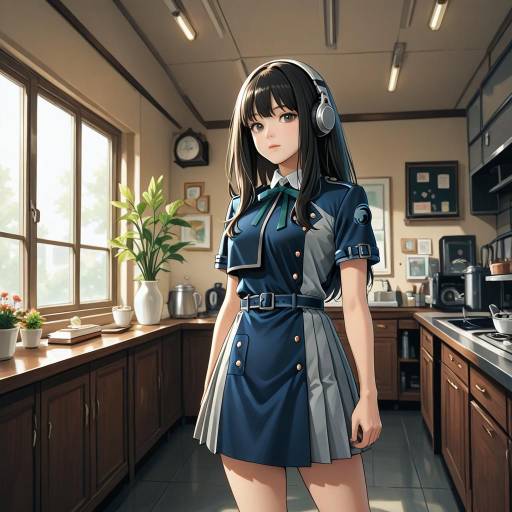 Stylish Girl in Pleated Blue Dress