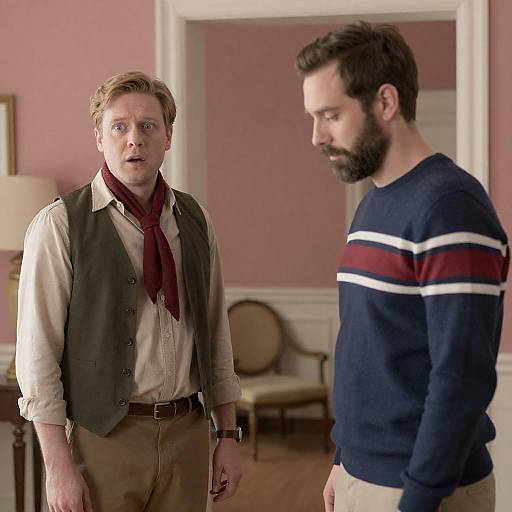 Surprised Encounter in a Colorful Room