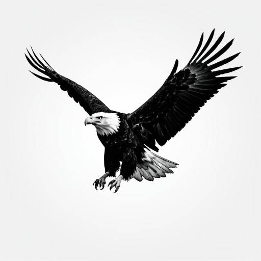 Monochrome Bald Eagle Logo with Outstretched Wings