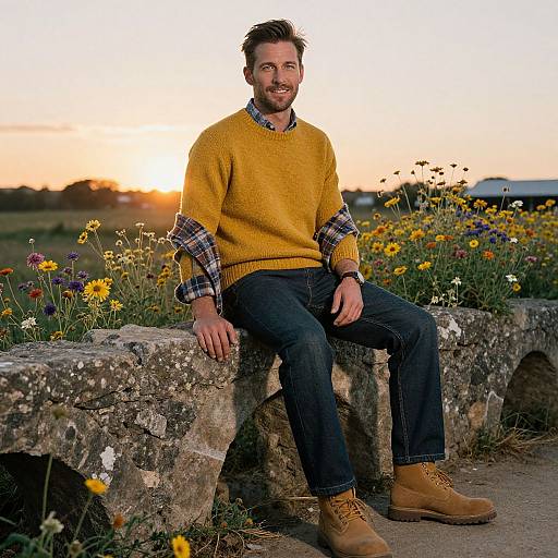 Man in Rustic Stone Arch Setting