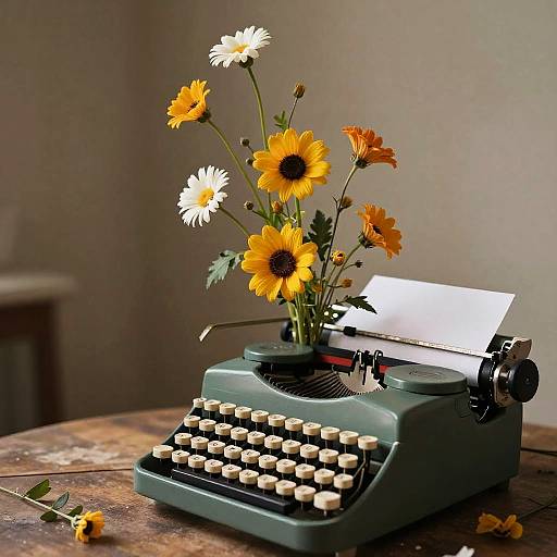 Memories Blooming from Vintage Typewriter