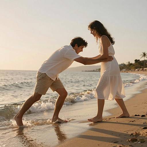 Playful Sunset Moments on the Beach