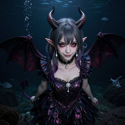 Elegant Dark Demon Woman Portrait