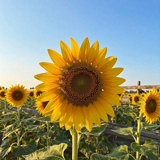 Golden Hour Sunflower Field Close-Up