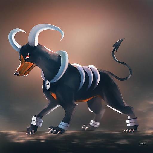 Illustration of Houndoom, pokemon in the style of Advarcher