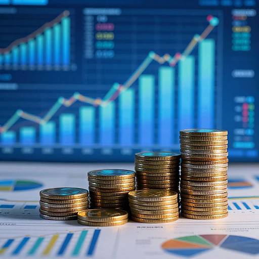 Stacked Coins with Financial Data