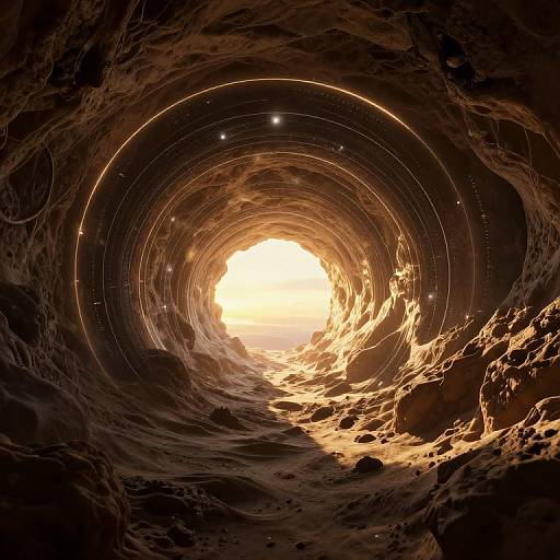 3D Tunnel Through Alien Landscape