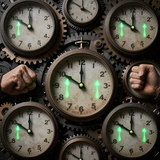 Angry Clocks Punching in Slow Motion