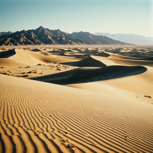 Vast Sand Dunes with Mountain Range