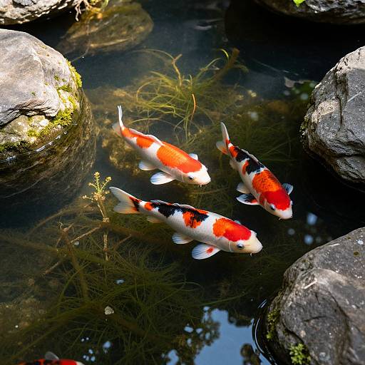 Zen Garden Koifish in Clear Pond