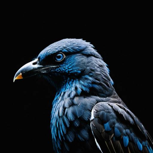 Close-up of Blue Bird with Black Background