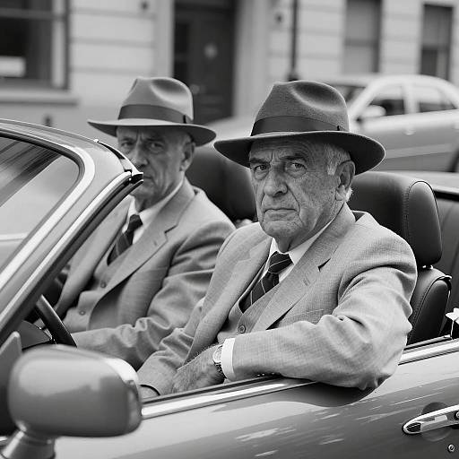 Vintage Convertible Scene with Two Men