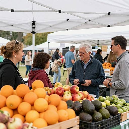 Family Gathering at Vibrant Food Market