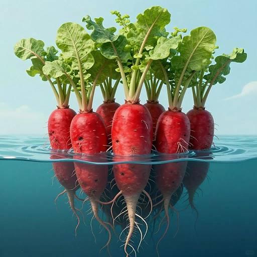 Giant Radishes Rising from Island