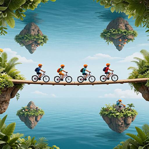 Children Biking Over Subterranean Ocean