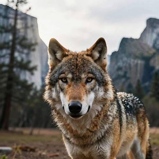 Cinematic Wolf Close-Up in Yosemite