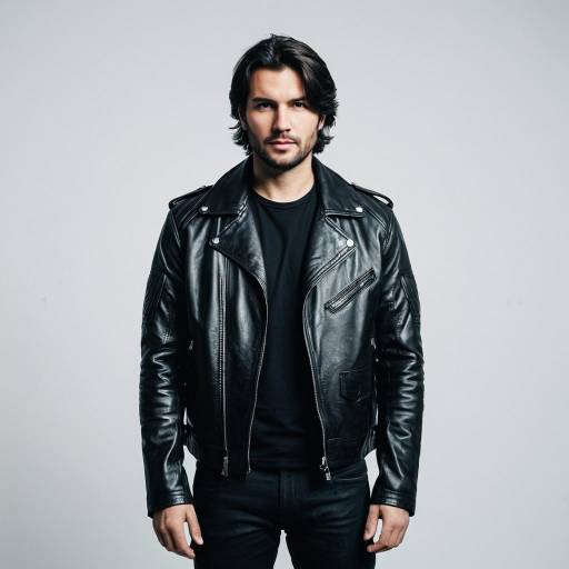 Confident Man in Black Leather Jacket