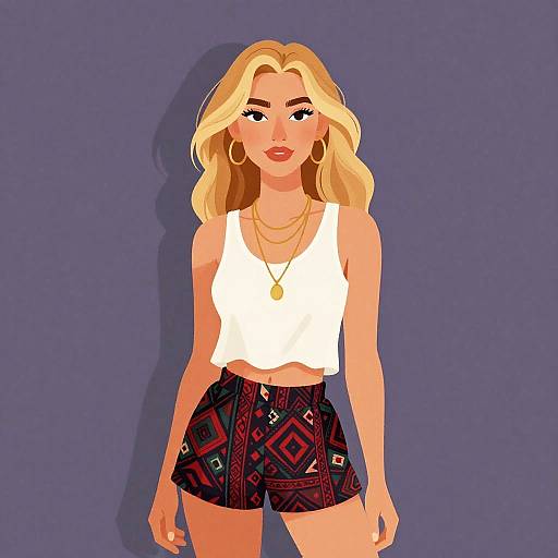 Blonde Woman in Bohemian Outfit