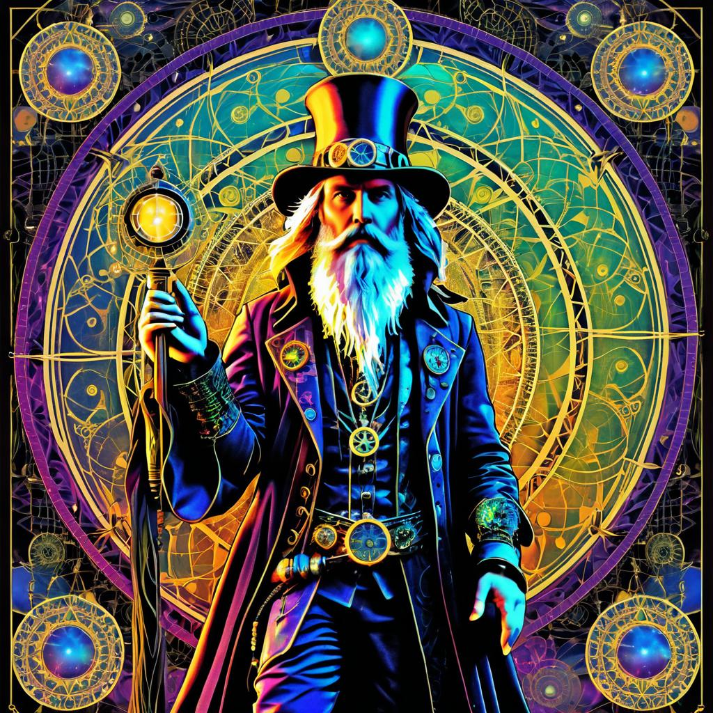 Psychedelic Steampunk Hermit Tarot Art