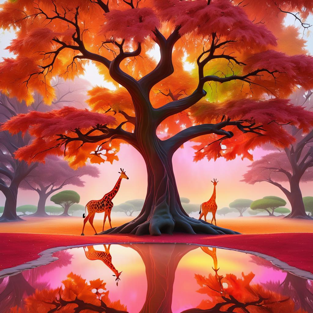 Vibrant Mystical Maple Tree Scene