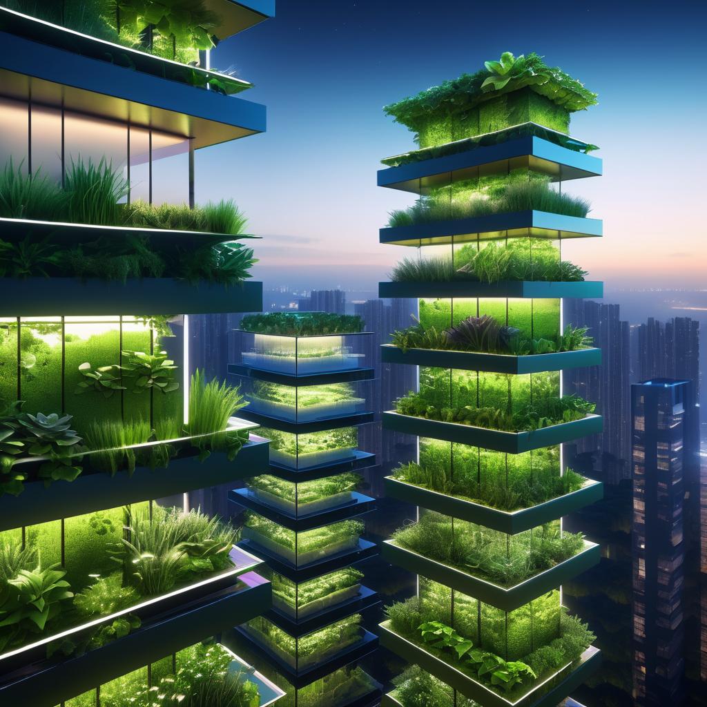 Futuristic Vertical Gardens in Urban Skyline