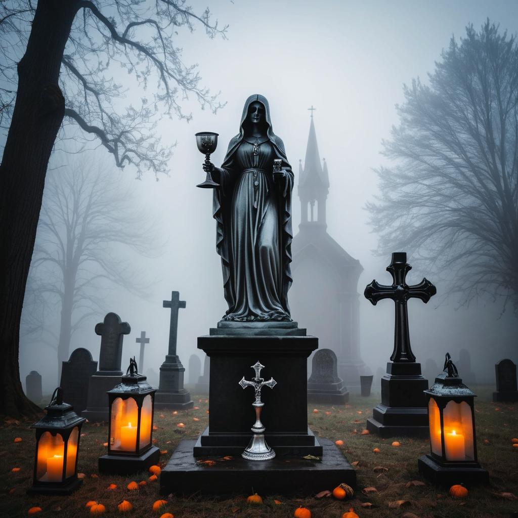 Eerie Halloween Graveyard with Chalice