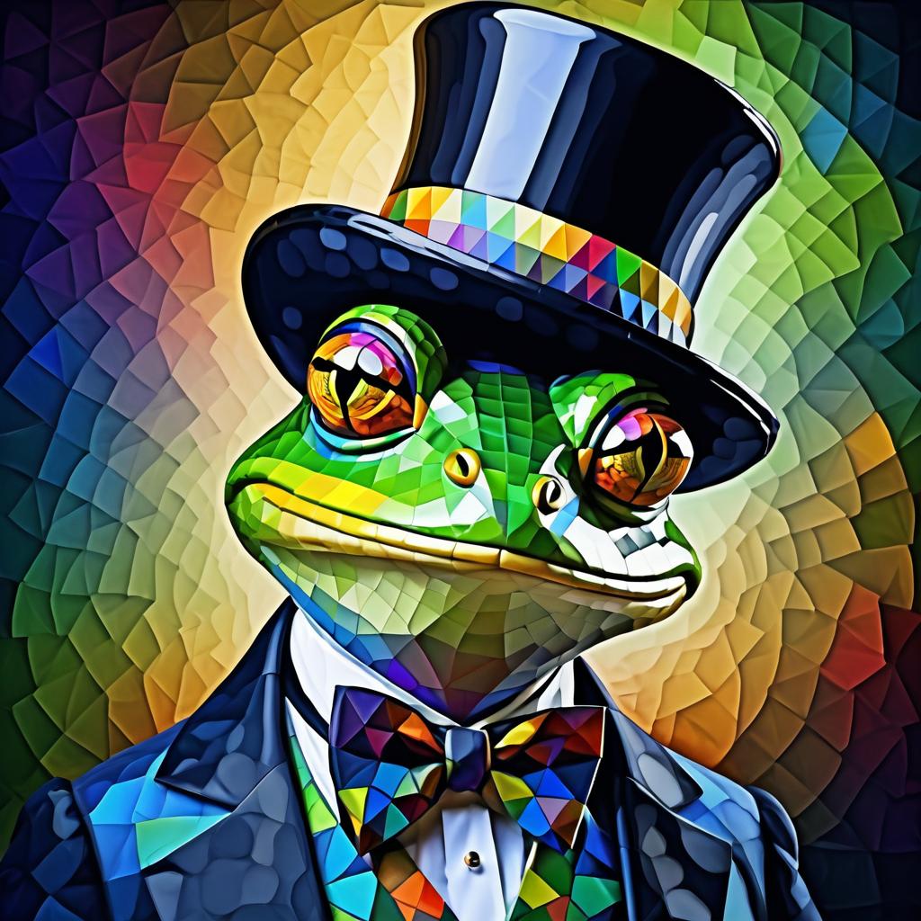 Frog Magician in Picasso Style Portrait