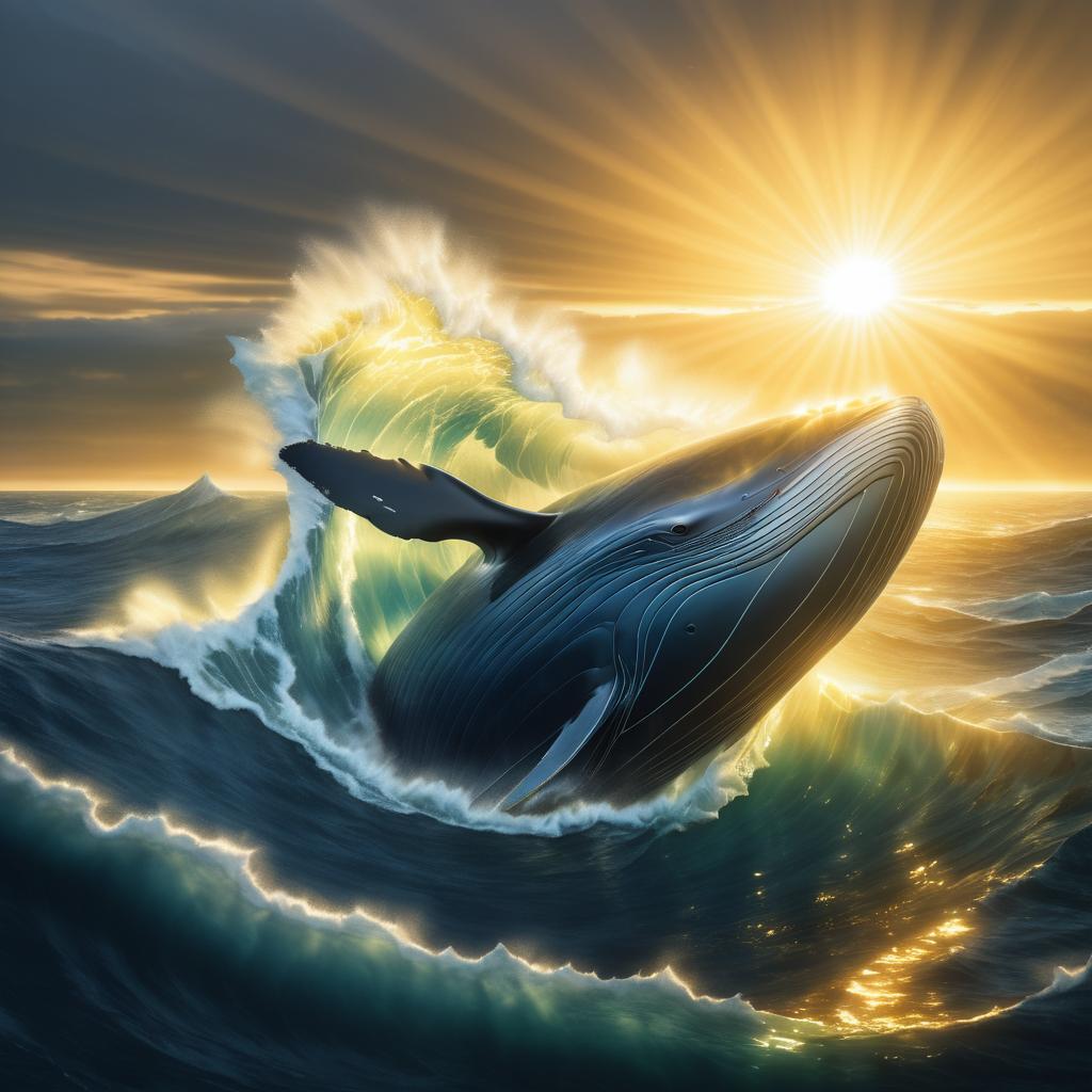 Majestic Whale Battling Ocean Currents