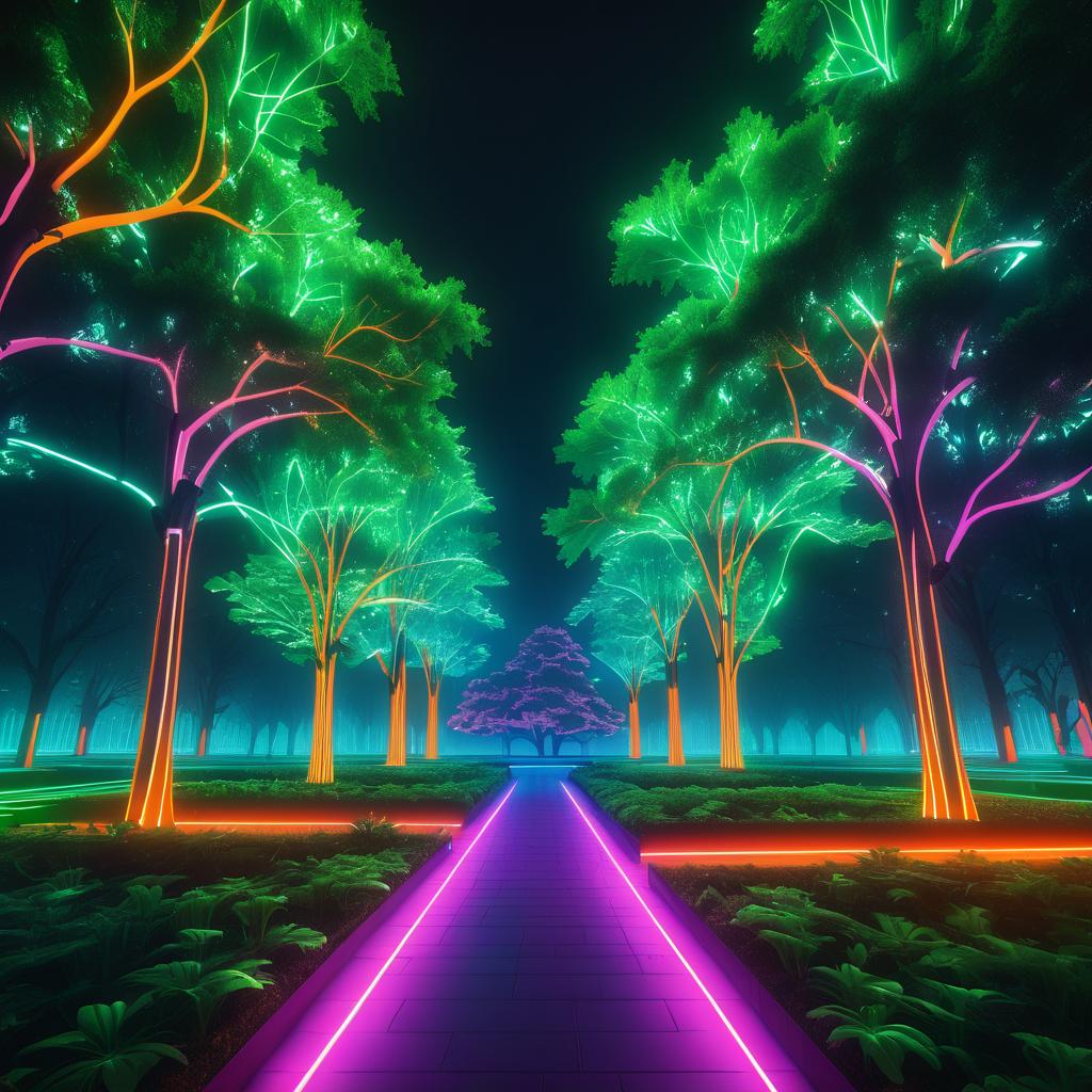 Neon City Park: A Rave Night Scene