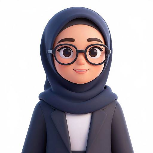 Vibrant Cartoon Muslim Woman Portrait