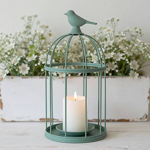 Elegant Green Birdcage Candle Holder