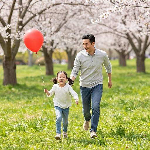 Father and Daughter Springtime Play