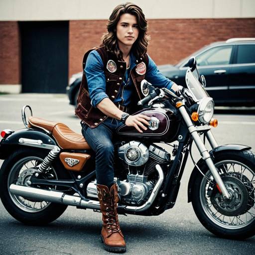 Young Man in Vest Sitting on Motorcycle