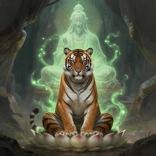 Majestic Tiger Meditating in a Cave