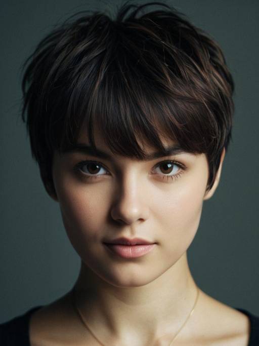 Stylish Woman with Messy Pixie Cut Headshot