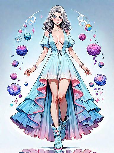 Stylish Woman in High-Low Satin Dress