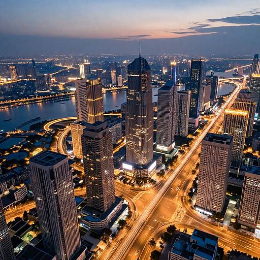 Futuristic Metropolitan Cityscape at Dusk