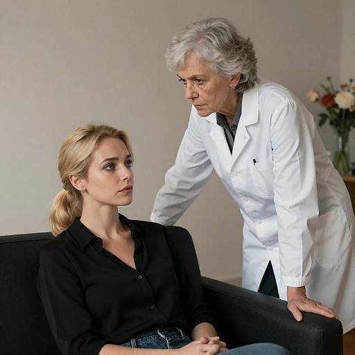 Intense Consultation in Dimly Lit Room