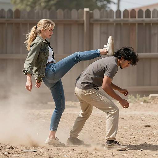 Dramatic Duel: Outdoor Confrontation Scene