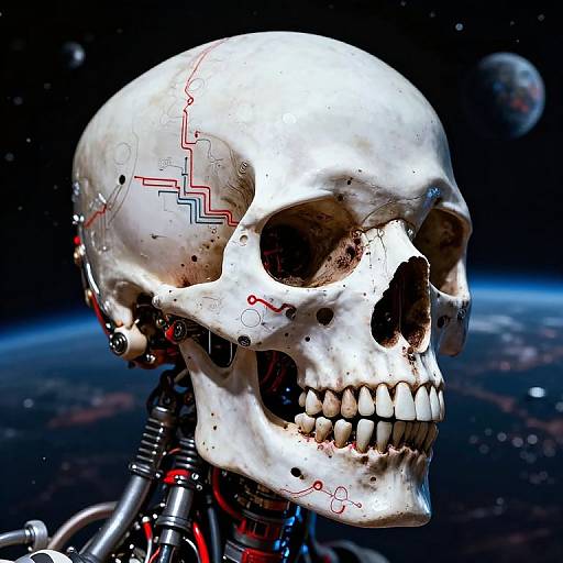 Cyberpunk Sci-Fi Cyborg Skull